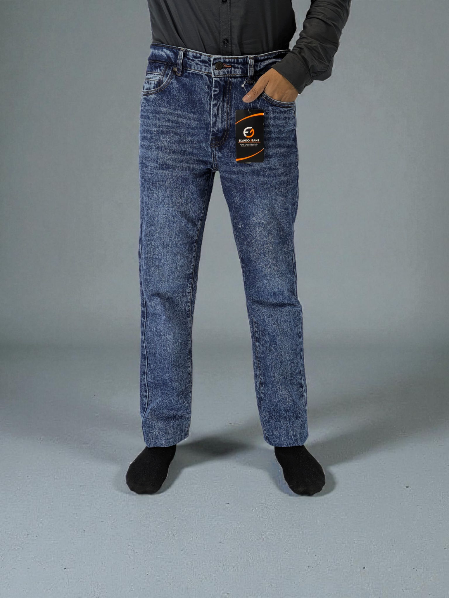 Dark indigo acid wash